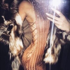 NBD Luca Midi Dress in Mustard Metallic Lace-Up Sides Size X-Small Gently Used